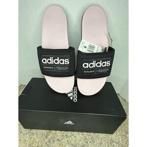 New Box Adidas Slides Adilette Comfort Sandals Black and Pink Women's 9